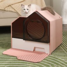 Cat Toilet House Shape - ห้องน้ำแมว ทรงหลังคาบ้านโมเดิร์น (47.5x38x47cm) (40243)