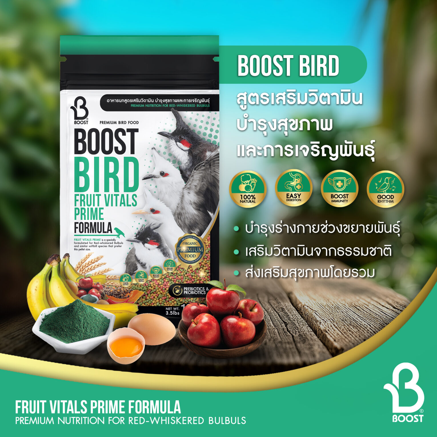 พบคำแนะนำในการเลือกกรงนกที่สมบูรณ์แบบ 9 Boost Bird Fruit Vitals Prime Formula M - อาหารนกสูตรเสริมวิตามิน บำรุงสุขภาพ ขนาดเม็ด 4-5mm 100g (36269)