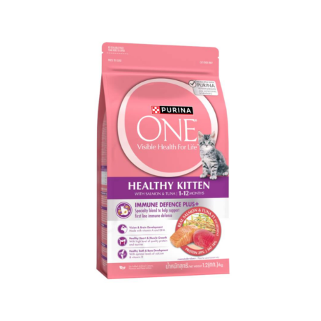 Purina One Healthy Kitten with Salmon & Tuna - อาหารลูกแมว พร้อมปลาแซลมอนและทูน่า 1.2kg (30979)
