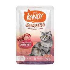Kandy Immune Pouch Cat Food Tuna Topping Lobster - อาหารแมวเปียก สูตรเสริมภูมิคุ้มกัน รสปลาทูน่าหน้าล็อบสเตอร์ 70g (314665)