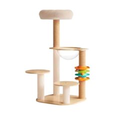 Cat Condo Wooden Style (W50xD40xH89cm) - คอนโดสำหรับแมวขนาดเล็ก แบบไม้พร้อมรางของเล่น (53250)