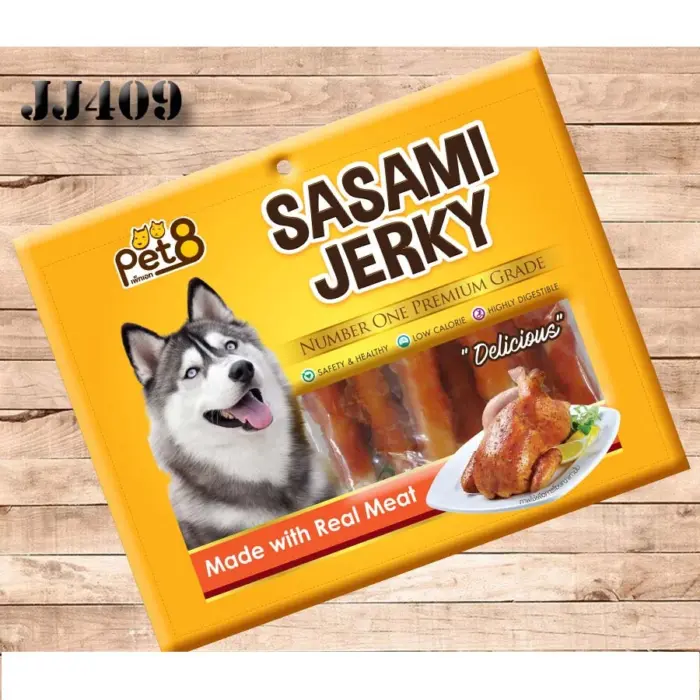 05e6e647fc0fd89f102db6f0f100100f Pet8 Sasami Jerky JJ409 - สันในไก่พันครันชี่จัมโบ้5นิ้ว 160g*2pack (387913)