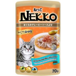 1 Nekko - อาหารแมวเปียกปลาทูน่าคัตทสึโอะบูชิในน้ำเกรวี่ 70g (59049)