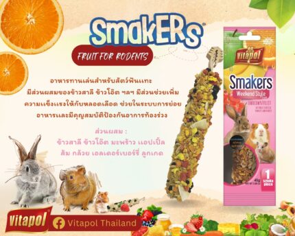 Vitapol Smakers Weekend Style Fruit for Hamster ZVP-3107 - ขนมธัญพืชอัดแท่งสำหรับสัตว์ฟันแทะรสผลไม้ 45 กรัม (56262)