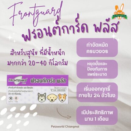 Frontguard Plus For Dogs 20-40kg (1Tube) - ยากำจัดหมัดและไข่หมัดสุนัขที่มีน้ำหนักมากกว่า 20-40 กก (1หลอด) รหัสสินค้า 62745