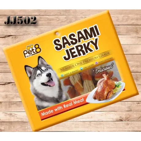 Pet8 Sasami Jerky JJ502 - สันในไก่พันปลาเส้นใหญ่ผับครึ่ง 160g*2pack (12439)
