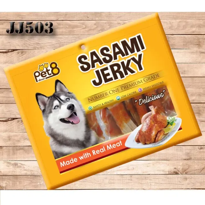 Pet8 Sasami Jerky JJ503 - สันในไก่พันปลาเส้นใหญ่ 160g*2pack (12440)
