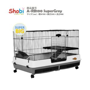 Shobi A-RB100 - กรงสำหรับสัตว์เลี้ยง 2 ชั้นขนาดใหญ่พิเศษพร้อมล้อและอุปกรณ์ (100x65x66cm) (64882)