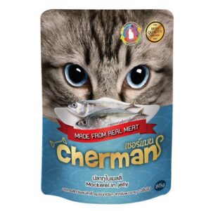 CHERMAN 5 Cherman Pouch Mackerel In Jelly - อาหารแมวเปียกปลาทูในเยลลี่ 85g (61290)