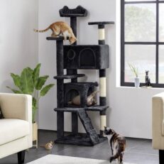 Large Fabric Cat Condo (W40xD60xH160cm) - คอนโดแมวแบบผ้ากำมะหยี่ขนาดใหญ่ (61585)