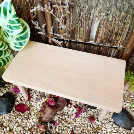 Pet Cage Decorations - ฐานไม้บีชขนาดกลาง (25×12×13.5cm)