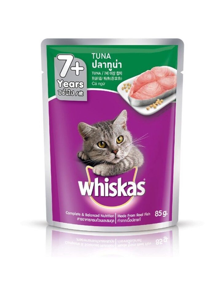 Whiskas Pouch Tuna - อาหารเปียกแมว 7+ ปีขึันไปรสปลาทูน่า 85g (73436)
