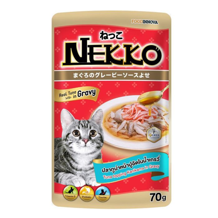 Nekko - อาหารเปียกแมวรสทูน่าปูอัดในน้ำเกรวี่ 70g (69653)