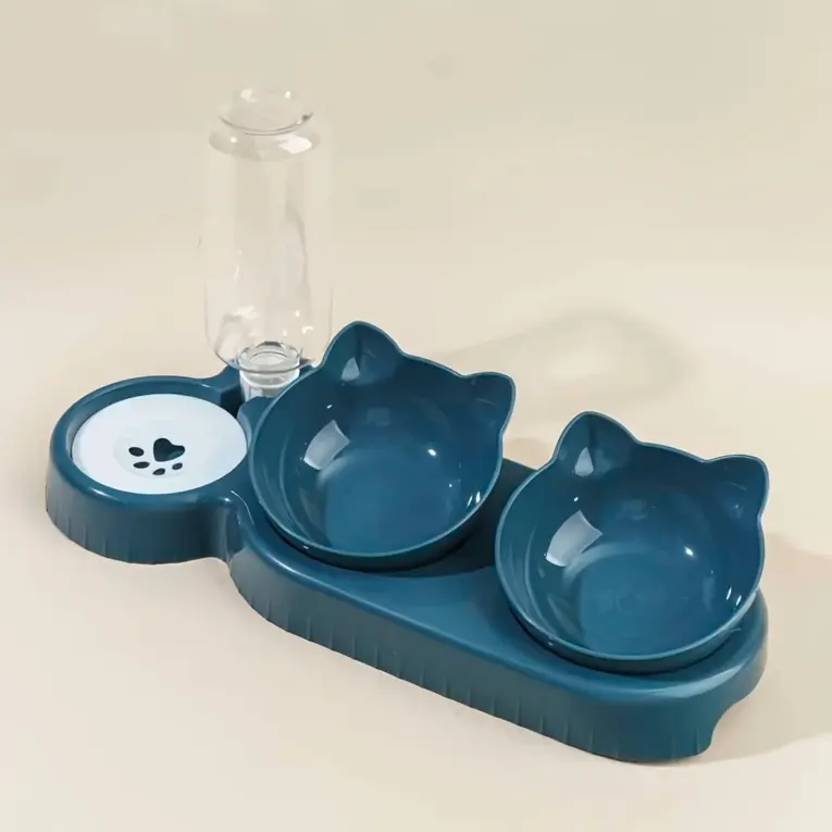 Pet Bowl Set Double Plastic Bowl & Water Dispensor