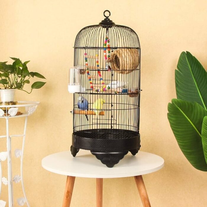 kiao-bird-cage-9030-2 KIAO Bird Cage 9030 - กรงนก ทรงกลม พร้อมอุปกรณ์ ขนาด (Ø33.5x73cm) (066879)