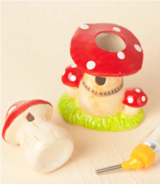 Ceramic Mushroom Water Base L - ที่ตั้งขวดน้ำเซรามิกรูปเห็ด สำหรับหนูแฮมสเตอร์ ขนาดใหญ่ (13x11x14/20cm)(80315)