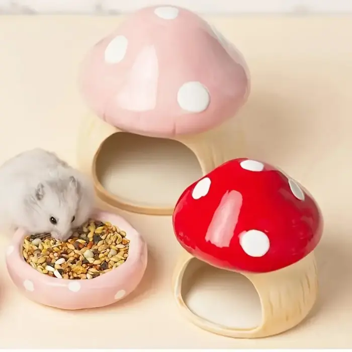 Ceramic Mushroom House S - บ้านเซรามิกรูปเห็ด สำหรับหนูแฮมสเตอร์ ขนาดเล็ก (11x11x11cm) (084837)
