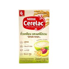 Nestle Cerelac Infant Cereal With Milk - ซีรีแล็ค อาหารธัญพืชสูตรถั่วเหลืองและผลไม้รวม 100g (000372)