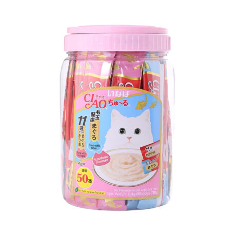 Ciao Churu Collagen and Fiber TSC-14T - ขนมแมวเลียรวมรสคอลลาเจน+ไฟเบอร์ 700g (50ซอง/กระปุก)