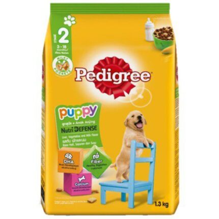 Pedigree Puppy Nutri Defense Liver Vegetable & Milk - อาหารสำหรับลูกสุนัข อายุ 3-18 เดือน รสตับ ผักและนม 1.3kg (242398)