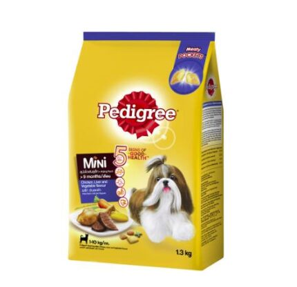 Pedigree Mini - อาหารสุนัขโตพันธุ์เล็กรสไก่ ตับและผัก 1.3kg (242411)