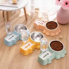 Pet Bowl - ชามใส่อาหารสแตนเลสพร้อมที่ให้น้ำอัตโนมัติ (32x20.8x9.2cm) (251094)