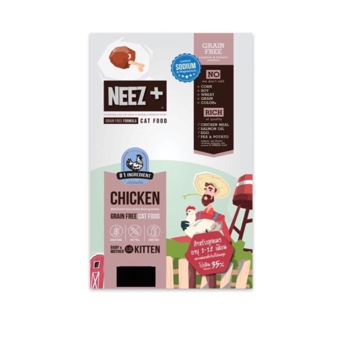 NEEZ+ Kitten Chicken Grain Free Cat Food - อาหารแม่และลูกแมวรสไก่ 1kg (253377)