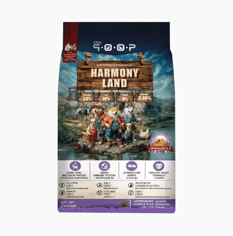 QOOP Dog Food Harmony Land - อาหารสุนัขคูปป์ รสเนื้อวัว ไก่ และปลา 1kg