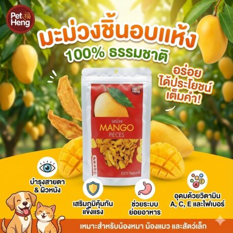 Pet Heng Mango Pieces - มะม่วงอบแห้งสำหรับสัตว์เลี้ยง