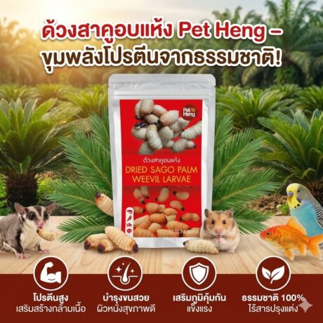 Pet Heng Dried Sago Palm Weevil Larvae - ด้วงสาคูอบแห้ง