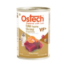 SOOS Ostech VF+ Tuna topping Shrimp - อาหารแมวกระป๋อง ออสเทค รสทูน่าหน้ากุ้ง 400g (69315)