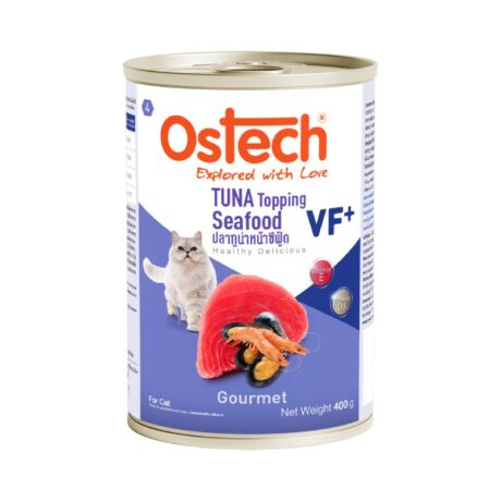 Ostech VF+ Tuna topping Seafood - อาหารแมวกระป๋อง ออสเทค รสทูน่าหน้าซีฟู้ด 400g