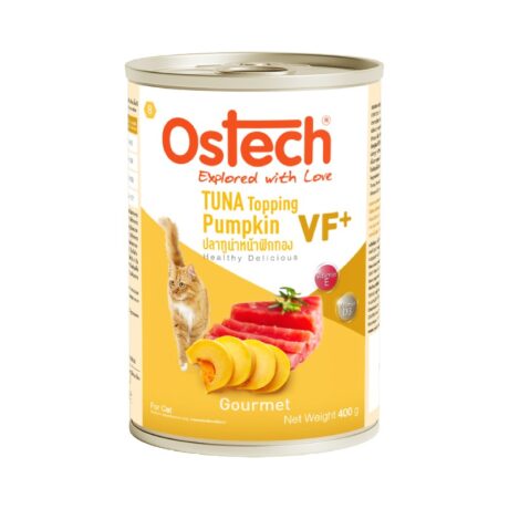 Ostech VF+ Tuna topping Pumpkin - อาหารแมวกระป๋อง ออสเทค รสทูน่าหน้าฟักทอง 400g