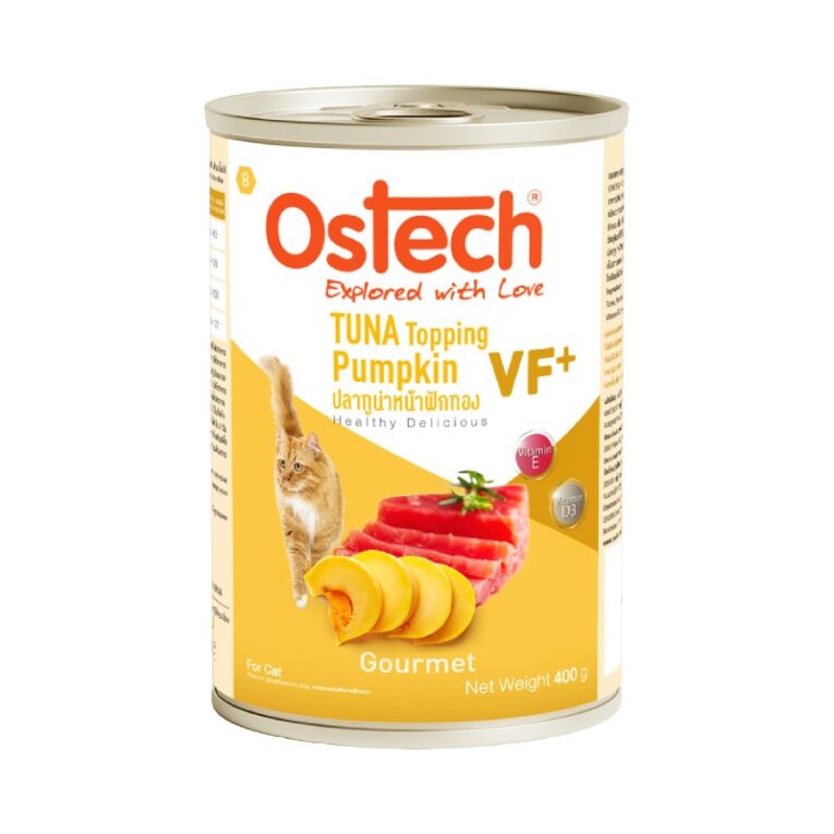 Ostech VF+ Tuna topping Pumpkin - อาหารแมวกระป๋อง ออสเทค รสทูน่าหน้าฟักทอง 400g