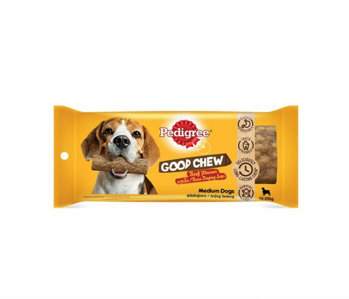 Pedigree Good Chew Beef Flavor - ขนมขัดฟันสำหรับสุนัขพันธ์ุกลางรสเนื้อ 83g (261322)