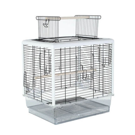 TBD Bird Cage PE17-1 - กรงนกอะคลิลิคแบบตะแกรงหน้าหลังพร้อมอุปกรณ์ (47x35x48cm) (260992)