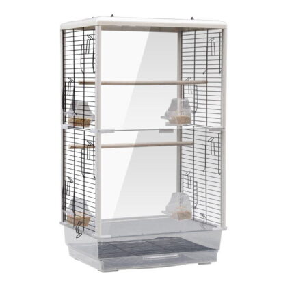 TBD Bird Cage PE18-3 - กรงนกอะคลิลิคทรงสูงแบบแผ่นอะคลิลิคหน้าหลังพร้อมอุปกรณ์ (47x35x80cm) (261041)