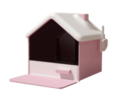 Cat Toilet House Shape - ห้องน้ำแมว ทรงหลังคาบ้านโมเดิร์น มีปล่องไฟ (46x41x47cm)(337784)