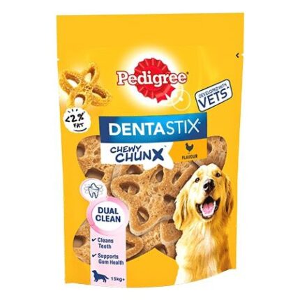 Pedigree Dentastix Chewy Chunx Maxi Dog - ขนมขัดฟันสำหรับสุนัขพันธุ์ใหญ่รสไก่รมควัน 68g (261487)