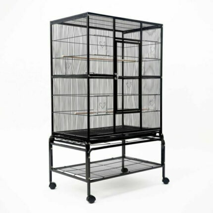 TBD Bird Cage A301 - กรงนกน็อคดาวน์พร้อมล้อเลื่อนและอุปกรณ์ (61x43x136cm) (261047)