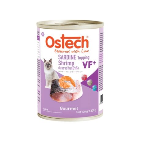 Ostech VF+ Sardine Shrimp - อาหารแมวกระป๋อง ออสเทค รสซาร์ดีนหน้ากุ้ง 400g