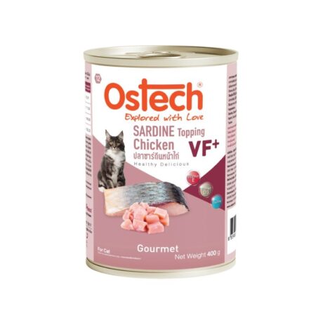 Ostech VF+ Sardine topping Chicken - อาหารแมวกระป๋อง ออสเทค รสซาร์ดีนหน้าไก่ 400g