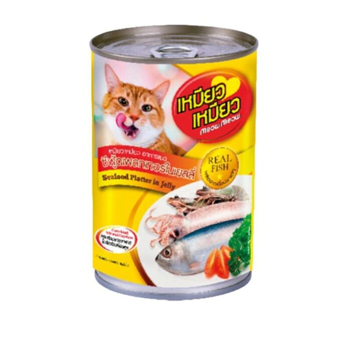 Meow Meow เหมียว เหมียว - อาหารแมวเปียกแบบกระป๋องรสซีฟู้ดเพลทเทอร์ในเยลลี่ 400g (274047)
