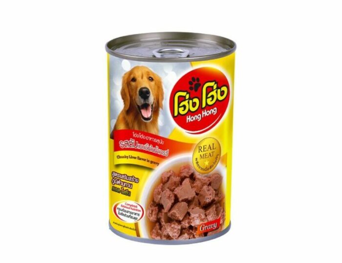 Hong Hong โฮ่ง โฮ่ง - อาหารเปียกสุนัขแบบกระป๋องรสตับแบบชิ้นในน้ำเกรวี่ 400g (279666)