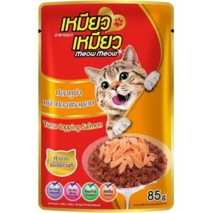 Meow Meow Cat Food - อาหารเปียกสำหรับแมว รสปลาทูน่าหน้าปลาแซลมอน 85g (273693)
