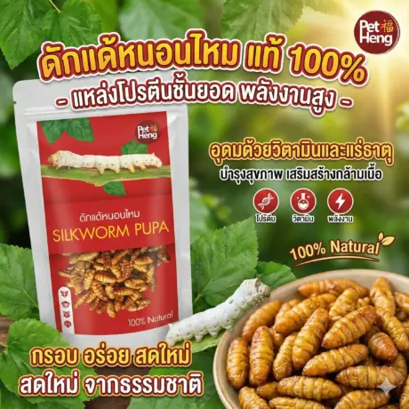 Pet Heng Silkworm Pura - ดักแด้หนอนไหมอบแห้ง 50g