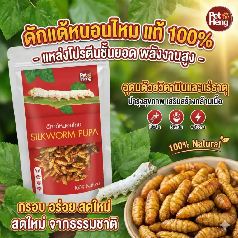 Pet Heng Silkworm Pura - ดักแด้หนอนไหมอบแห้ง 50g