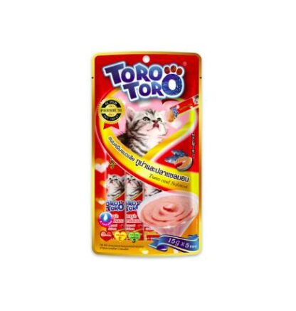 TORO Tuna And Salmon - ขนมครีมแมวเลียรสทูน่าและปลาแซลมอน (15g/5ซอง) (273629)