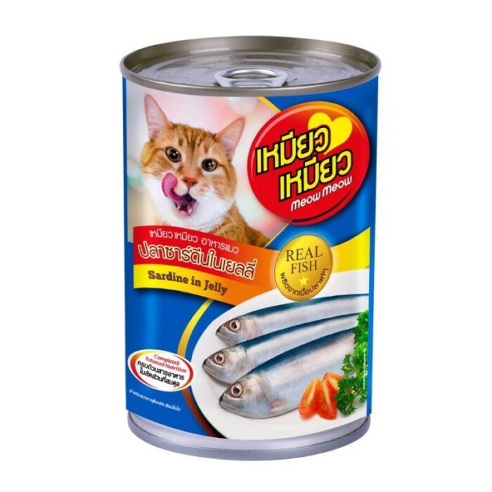 Meow Meow เหมียว เหมียว - อาหารแมวเปียกแบบกระป๋องรสปลาซาร์ดีนในเยลลี่ 400g (274041)