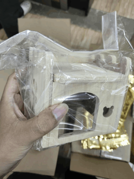 Wooden Hamster House - บ้านไม้แฮมสเตอร์หน้าต่างหมี ไม่มีหลังคา (288705)